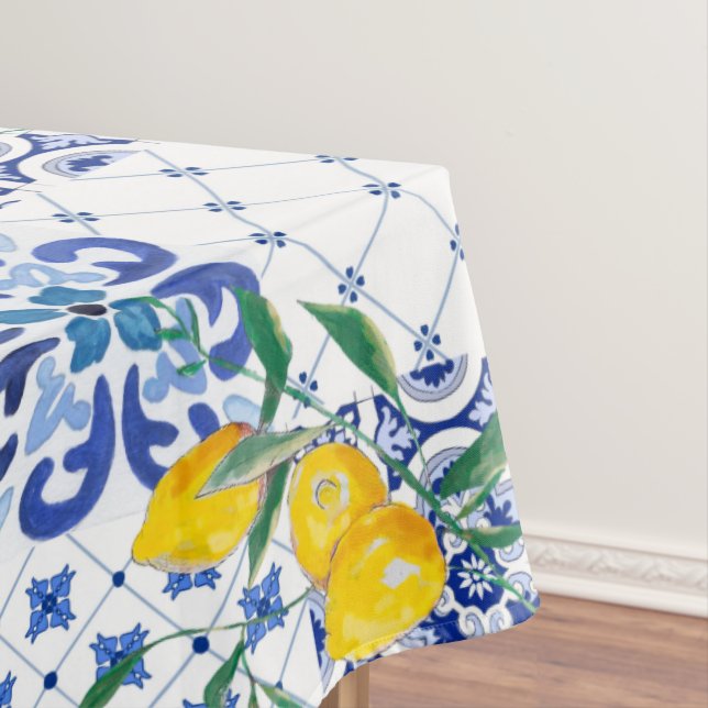 Mediterranean tiles,lemons,majolica  tablecloth (In Situ)