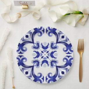Mediterranean tiles,majolica,Sicilian, Paper Plate