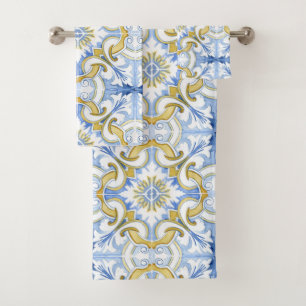Mediterranean tiles, majolica,Sicilian style    Bath Towel Set