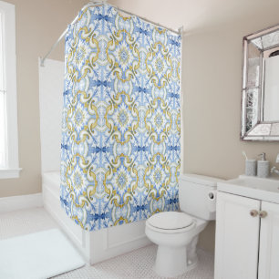 Mediterranean tiles, majolica,Sicilian style     Shower Curtain
