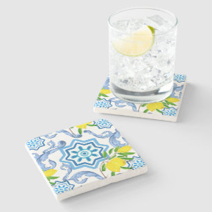 Mediterranean tiles,majolica, Sicilian style     Stone Coaster