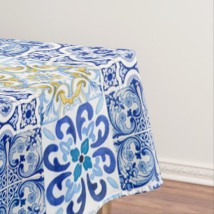 Mediterranean tiles, majolica,Sicilian style     Tablecloth
