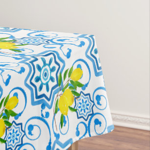 Mediterranean tiles,majolica, Sicilian style     Tablecloth