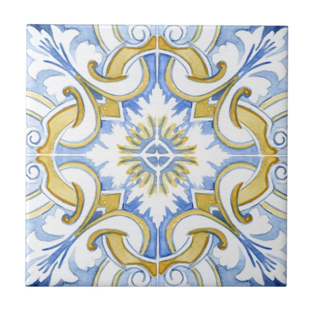 Mediterranean tiles, majolica,Sicilian style    Tile (Front)