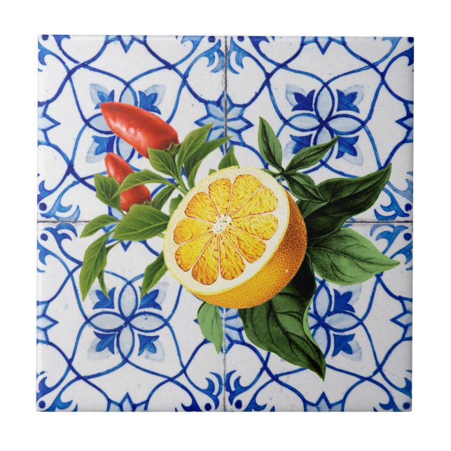 Mediterranean tiles, majolica,Sicilian style     Tile (Front)