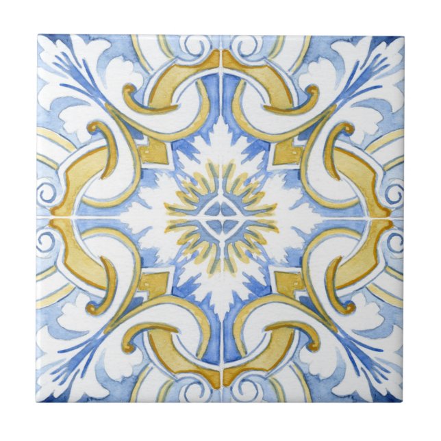 Mediterranean tiles, majolica,Sicilian style     Tile (Front)
