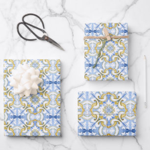 Mediterranean tiles, majolica,Sicilian style    Wrapping Paper Sheet
