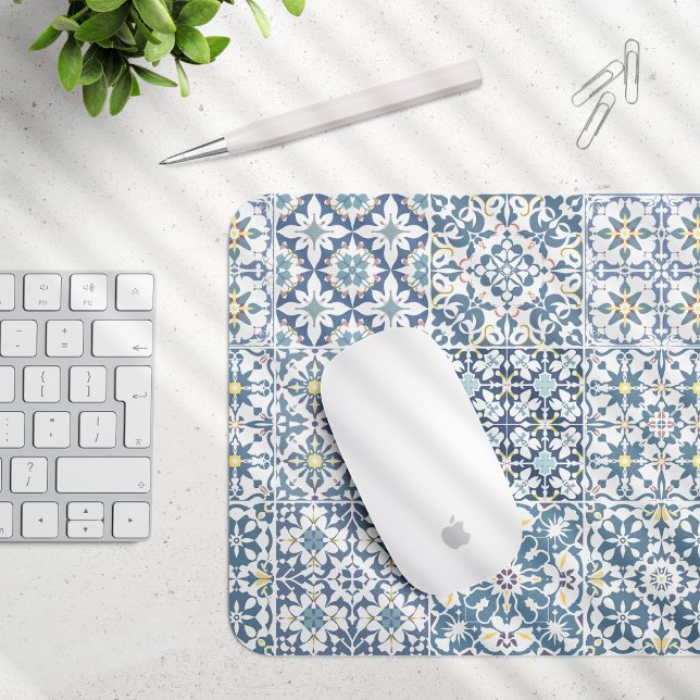 Mediterranean Tiles, Moroccan, Majolica, Azulejo Mouse Pad (Creator Uploaded)
