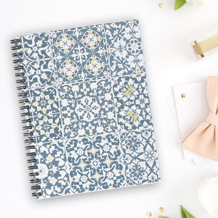 Mediterranean Tiles, Moroccan, Majolica, Azulejo Notebook