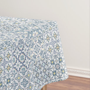 Mediterranean Tiles, Moroccan, Majolica, Azulejo Tablecloth