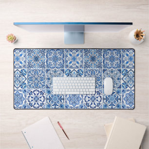 Mediterranean Tiles, Portugese, Azulejo, Majolica Desk Mat