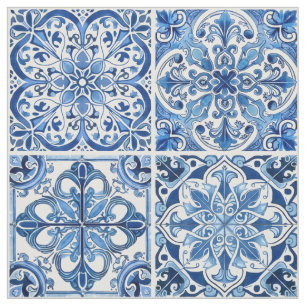Mediterranean Tiles, Portugese, Azulejo, Majolica Fabric