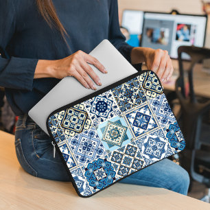 Mediterranean Tiles, Portugese, Azulejo, Majolica Laptop Sleeve