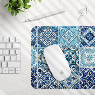 Mediterranean Tiles, Portugese, Azulejo, Majolica Mouse Pad