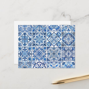 Mediterranean Tiles, Portugese, Azulejo, Majolica Postcard