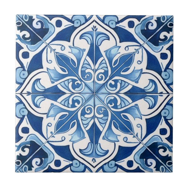 Mediterranean Tiles, Portugese, Azulejo, Majolica Tile (Front)