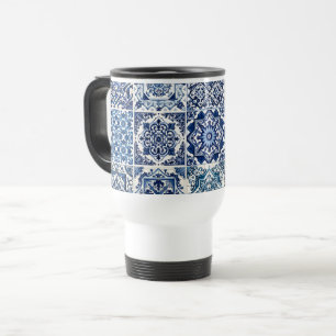 Mediterranean Tiles, Portugese, Azulejo, Majolica Travel Mug