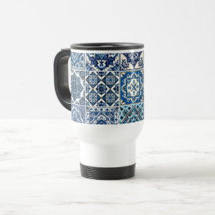 Mediterranean Tiles, Portugese, Azulejo, Majolica Travel Mug