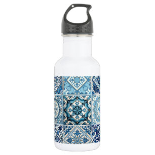 Mediterranean Tiles, Portuguese, Azulejo, Majolica 532 Ml Water Bottle