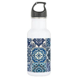 Mediterranean Tiles, Portuguese, Azulejo, Majolica 532 Ml Water Bottle