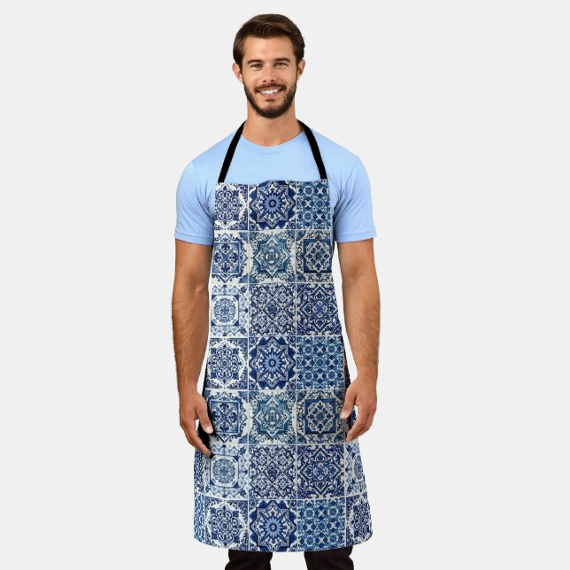 Mediterranean Tiles, Portuguese, Azulejo, Majolica Apron (Worn)