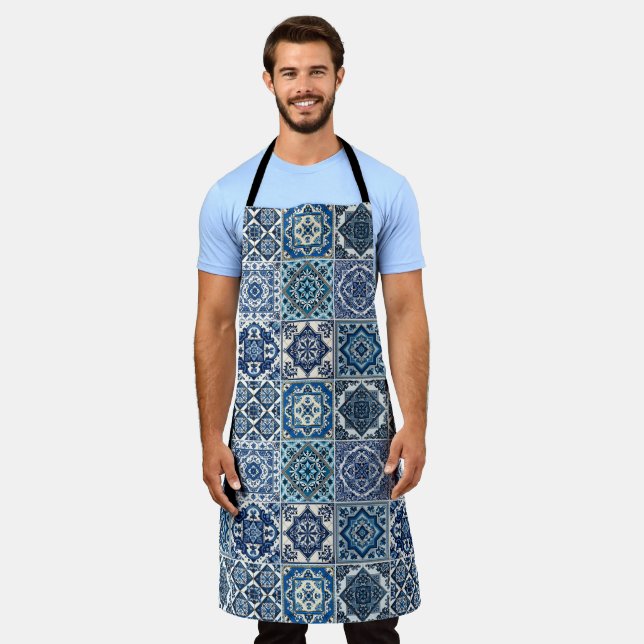 Mediterranean Tiles, Portuguese, Azulejo, Majolica Apron (Worn)