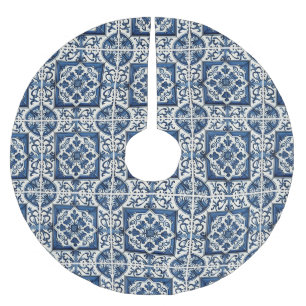 Mediterranean Tiles, Portuguese, Azulejo, Majolica Brushed Polyester Tree Skirt