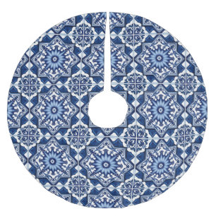 Mediterranean Tiles, Portuguese, Azulejo, Majolica Brushed Polyester Tree Skirt