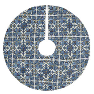 Mediterranean Tiles, Portuguese, Azulejo, Majolica Brushed Polyester Tree Skirt