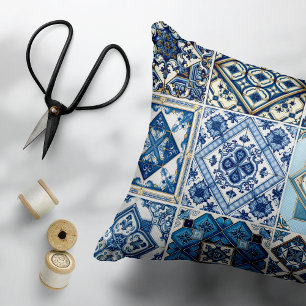 Mediterranean Tiles, Portuguese, Azulejo, Majolica Decorative Cushion