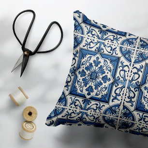 Mediterranean Tiles, Portuguese, Azulejo, Majolica Decorative Cushion