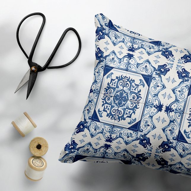Mediterranean Tiles, Portuguese, Azulejo, Majolica Decorative Cushion (Creator Uploaded)