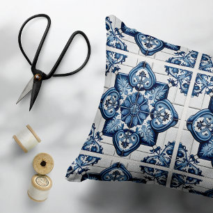 Mediterranean Tiles, Portuguese, Azulejo, Majolica Decorative Cushion