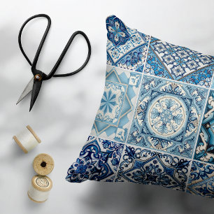 Mediterranean Tiles, Portuguese, Azulejo, Majolica Decorative Cushion
