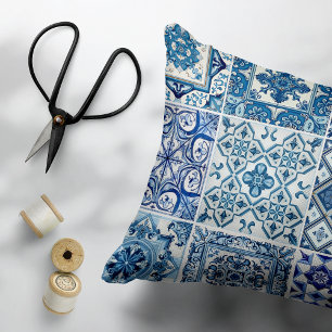 Mediterranean Tiles, Portuguese, Azulejo, Majolica Decorative Cushion