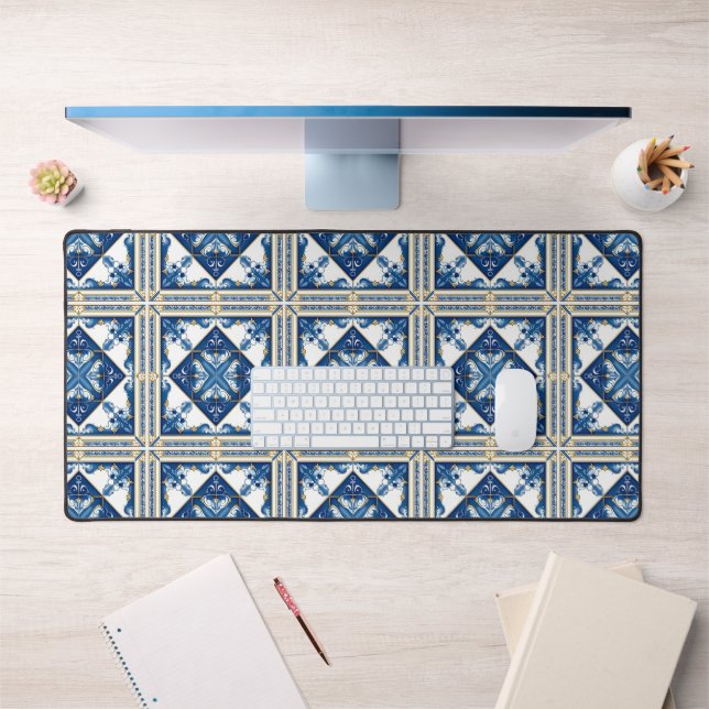 Mediterranean Tiles, Portuguese, Azulejo, Majolica Desk Mat (Office 1)