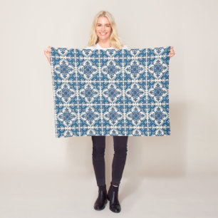 Mediterranean Tiles, Portuguese, Azulejo, Majolica Fleece Blanket