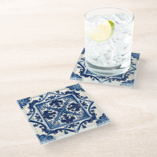 Mediterranean Tiles, Portuguese, Azulejo, Majolica Glass Coaster