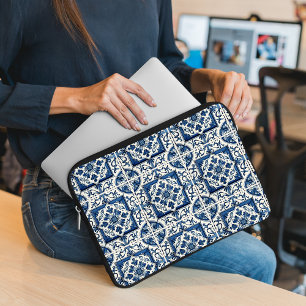 Mediterranean Tiles, Portuguese, Azulejo, Majolica Laptop Sleeve