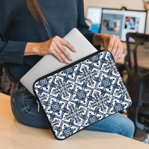 Mediterranean Tiles, Portuguese, Azulejo, Majolica Laptop Sleeve