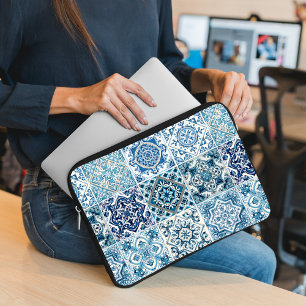 Mediterranean Tiles, Portuguese, Azulejo, Majolica Laptop Sleeve