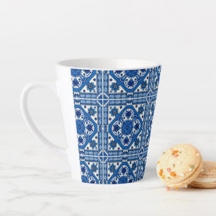 Mediterranean Tiles, Portuguese, Azulejo, Majolica Latte Mug