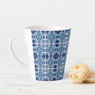 Mediterranean Tiles, Portuguese, Azulejo, Majolica Latte Mug
