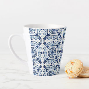 Mediterranean Tiles, Portuguese, Azulejo, Majolica Latte Mug