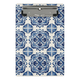 Mediterranean Tiles, Portuguese, Azulejo, Majolica Mini Clipboard