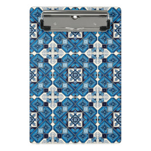 Mediterranean Tiles, Portuguese, Azulejo, Majolica Mini Clipboard