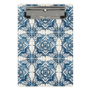 Mediterranean Tiles, Portuguese, Azulejo, Majolica Mini Clipboard