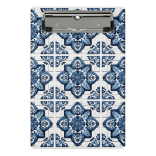 Mediterranean Tiles, Portuguese, Azulejo, Majolica Mini Clipboard