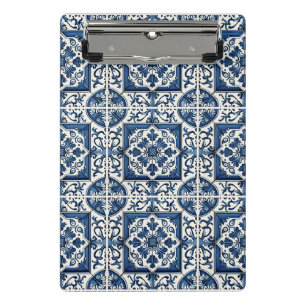 Mediterranean Tiles, Portuguese, Azulejo, Majolica Mini Clipboard