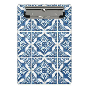 Mediterranean Tiles, Portuguese, Azulejo, Majolica Mini Clipboard
